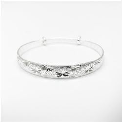 Asian Tibetan Silver Clover Bangle