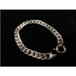 Brilliant Italian Custom Made 14K White Gold Cuban Link Bracelet
