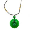 Image 1 : Asian Hand Green Jade Pendant Paired With Rope Necklace