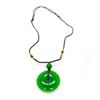 Image 3 : Asian Hand Green Jade Pendant Paired With Rope Necklace