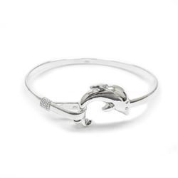Ladies 925 Sterling Silver Dolphin Bangle