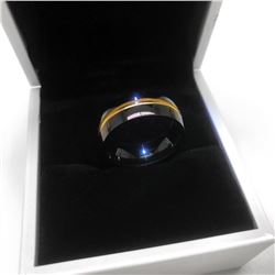 Ladies Titanium Black And Gold Engagement Ring