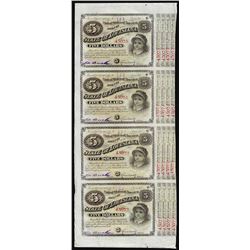 Uncut Sheet of (4) State of Louisiana Baby Bond Obsolete Notes