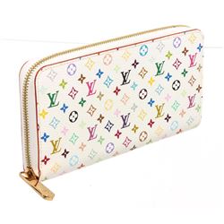 Louis Vuitton White Multicolore Monogram Canvas Leather Zippy Wallet