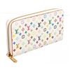 Image 1 : Louis Vuitton White Multicolore Monogram Canvas Leather Zippy Wallet