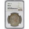 Image 1 : 1887 NGC MS62 MORGAN SILVER DOLLAR