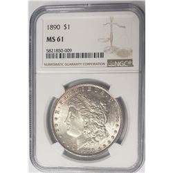 1890-P $1 Morgan Silver Dollar NGC MS61