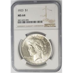 1923 Peace Silver Dollar $1 NGC MS64