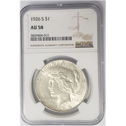 1926-S Peace Dollar $1 NGC AU58