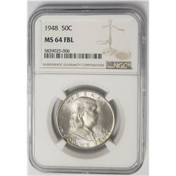 1948-P Franklin Half Dollar 50C NGC MS64 FBL
