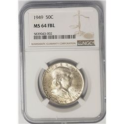 1949 50C Franklin Half Dollar NGC MS64 FBL