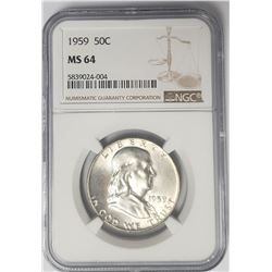 1959 FRANKLIN HALF DOLLAR NGC MS64