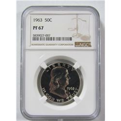 1963 50C Franklin Half Dollar NGC PF67