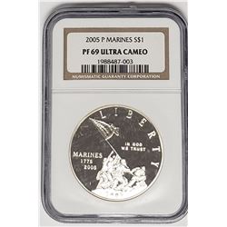 2005 P MARINES PROOF SILVER DOLLAR