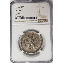 1934 Texas Commemorative Half Dollar NGC XF45