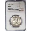 Image 1 : 1952-S 50C Franklin Half Dollar NGC MS61