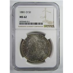 1881-O Morgan Silver Dollar $ NGC MS 62