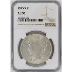 1925-S NGC AU55 PEACE SILVER DOLLAR