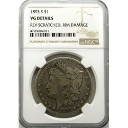 1893-S MORGAN SILVER DOLLAR NGC VG DETAILS