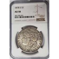 1878-S Morgan Silver Dollar $1 NGC AU58