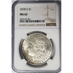 1878-S Morgan Silver Dollar $1 NGC MS62