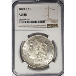 1879-S Morgan Silver Dollar $1 NGC AU58