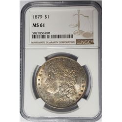 1879 Morgan Silver Dollar $1 NGC MS61