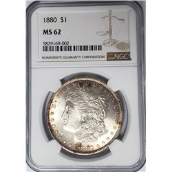 1880-P Morgan Silver Dollar $1 NGC MS62