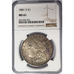 1881-S $1 Morgan Silver Dollar NGC MS61