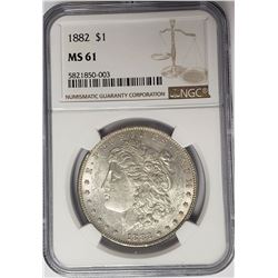 1882-P $1 Morgan Silver Dollar NGC MS61