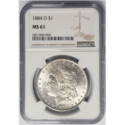 1884-O $1 Morgan Silver Dollar NGC MS61