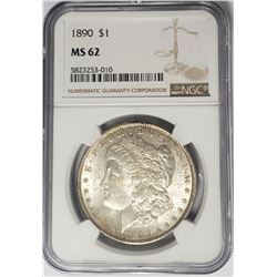 1890-P $1 Morgan Silver Dollar NGC MS62
