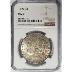 1890-P $1 Morgan Silver Dollar NGC MS61