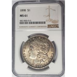 1898 Morgan Silver Dollar $1 NGC MS61