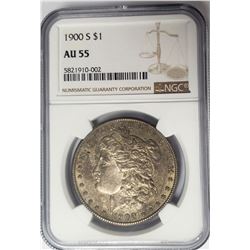 1900-S Morgan Silver Dollar $1 NGC AU55