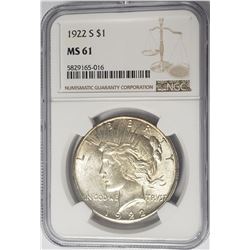 1922-S $1 Peace Silver Dollar NGC MS61