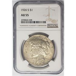 1926-S $1 Peace Silver Dollar NGC AU55