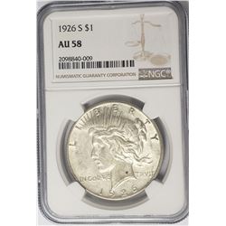 1926-S $1 Peace Silver Dollar NGC AU58