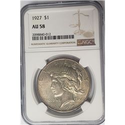 1927-P $1 Peace Silver Dollar NGC AU58