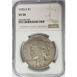 1935-S $1 Peace Silver Dollar NGC VF20