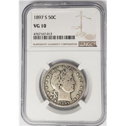 1897-S Barber Half Dollar 50C NGC Better Date VG10