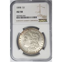 1898-P Morgan Silver Dollar $1 NGC AU58