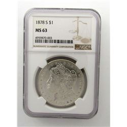1878-S Morgan Silver Dollar $ NGC MS 63