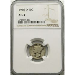 1916-D MERCURY DIME NGC AG3