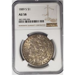 1889-S Morgan Silver Dollar $1 NGC AU58