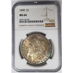 1890-P Morgan Silver Dollar $1 NGC MS64