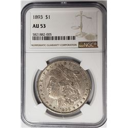 1893-P Morgan Silver Dollar $1 NGC AU53