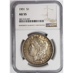 1901-P Morgan Silver Dollar $1 NGC AU55