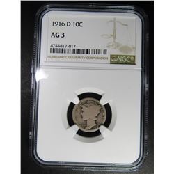 1916-D MERCURY DIME NGC AG3