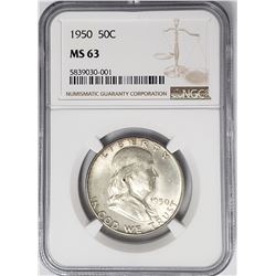 1950 50C Franklin Half Dollar NGC MS63